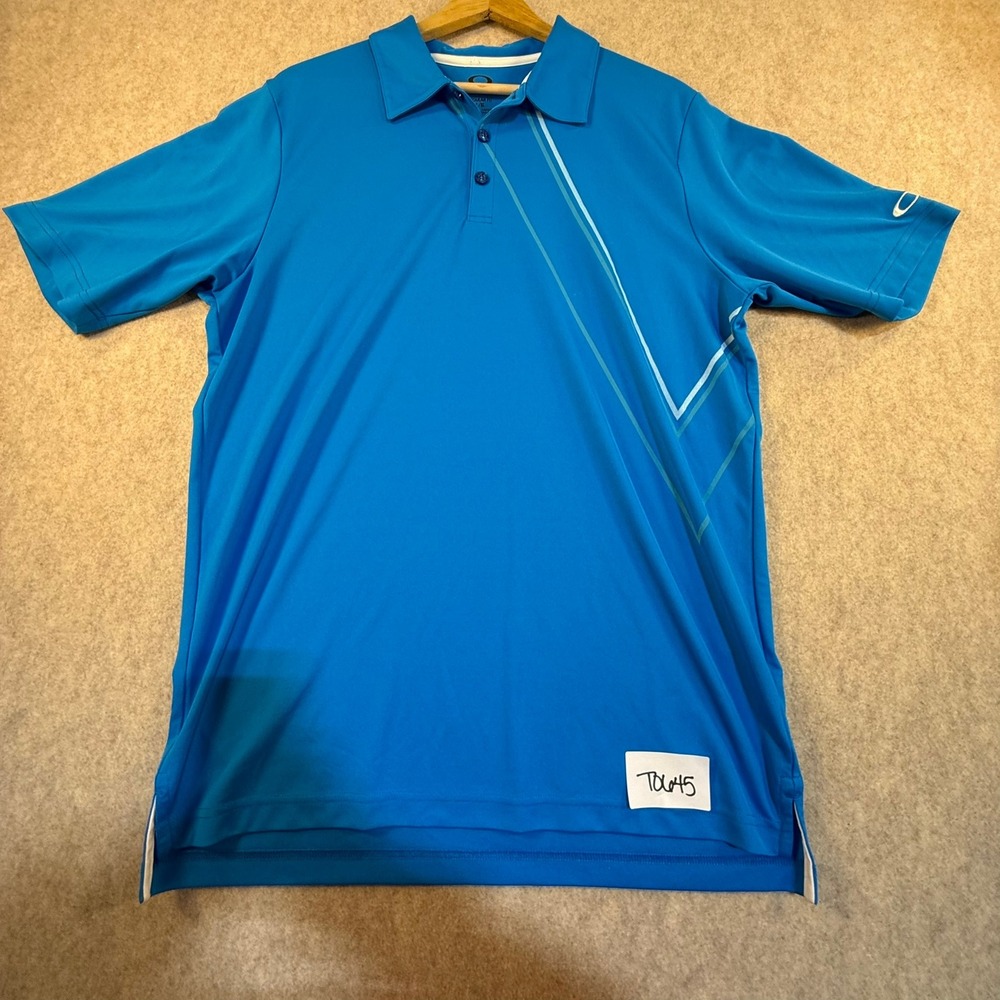 Oakley Mens Blue Short Sleeve Graphic Golf Polo Shirt Regular Fit Large RN96548